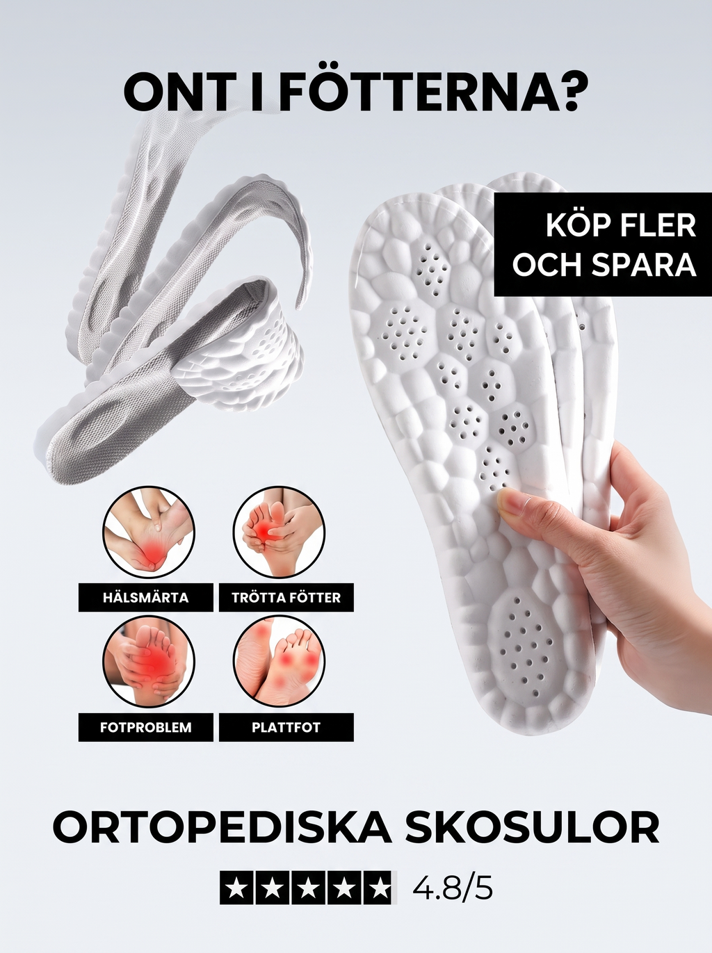 OrtoCloud™ Skoinlägg för hälsporre & fotvärk